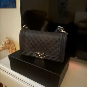 Chanel Dark Grey Boy Bag Medium